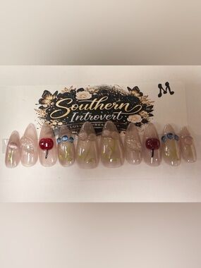 Southern Introvert Press On Nails - Neutral Nails with Floral Accents